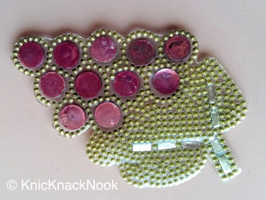 Silver, Gold, Green And Purple Rhinestones Applique. Bunch Of Grapes Patch